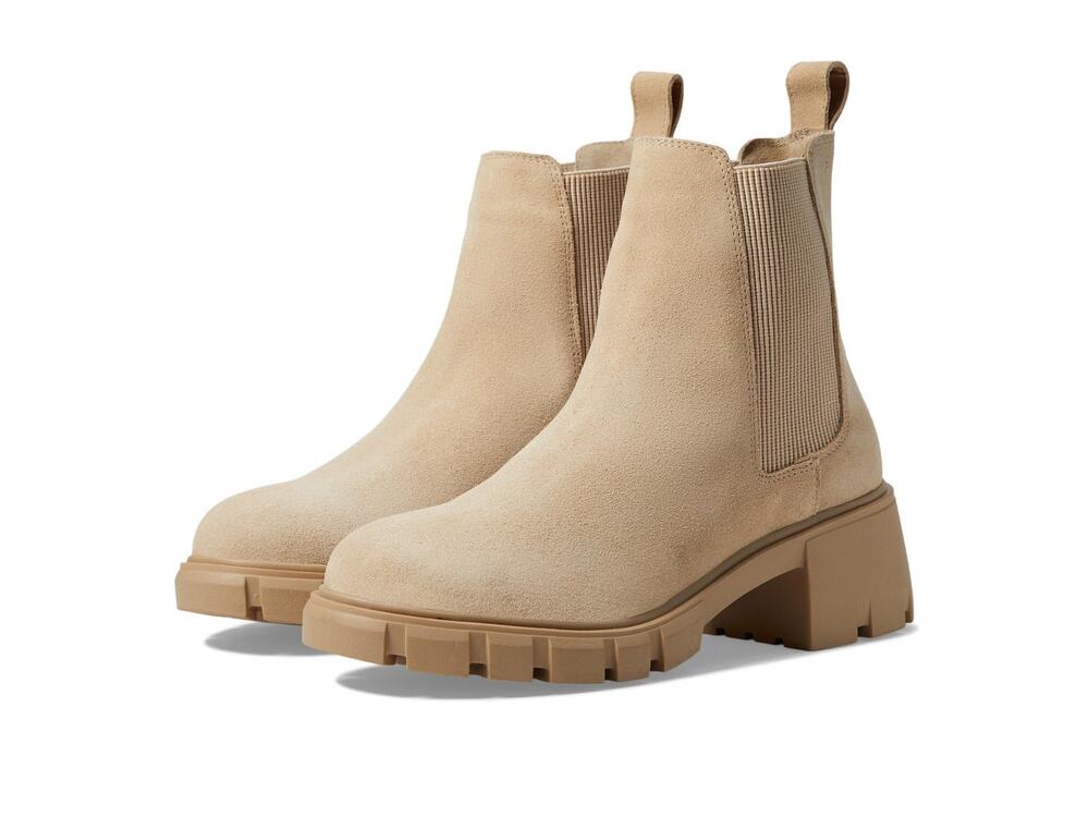 Steve Madden Hola Women’s Chelsea Boot Lug Sole Chunky Suede Beige Size 8
